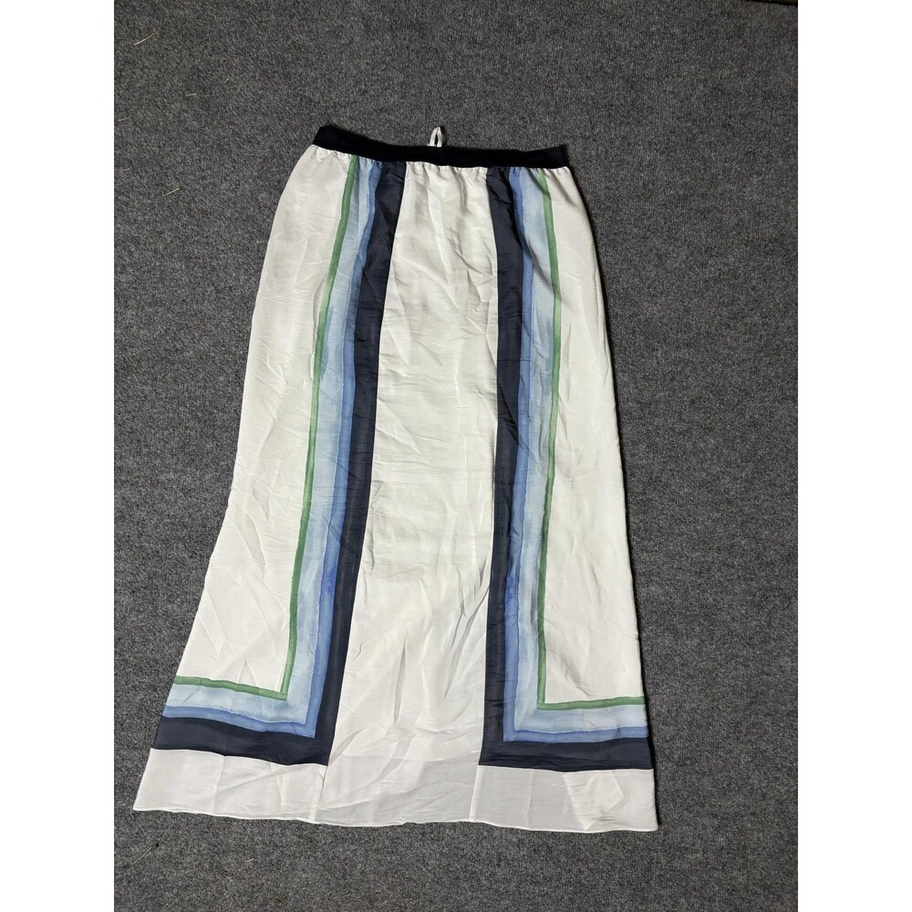 Calypso St. Barth Skirt Womens S White Stripe Chiffon Maxi Drawstring Waist